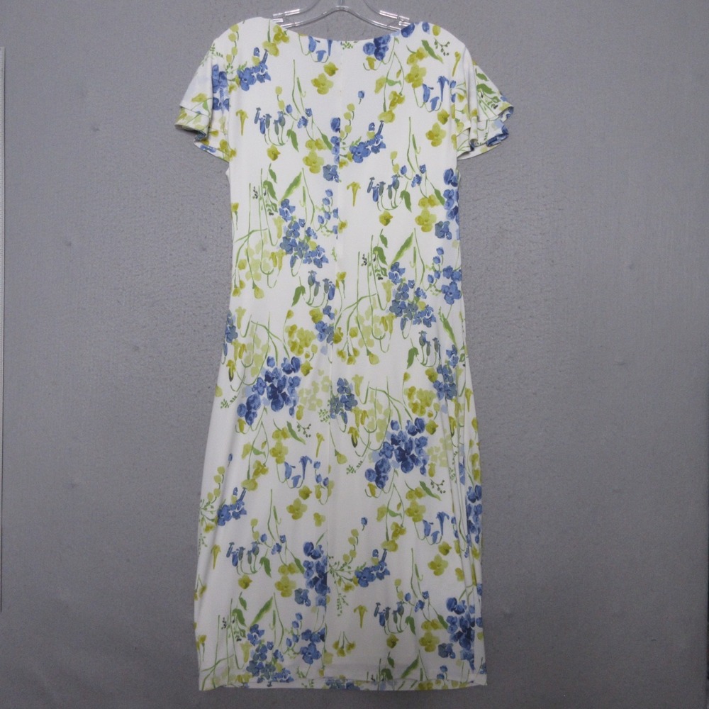 Lauren Ralph Lauren Dress 10 Floral Faux Wrap Ruche Surplice Classic Style - Picture 5 of 7